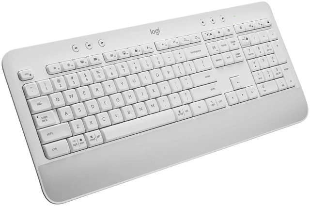 Main image of Signature K650 Comfort Full Size Wireless Keyboard - Off White | BLE Bluetooth or Logi Bolt USB receiver, deep-cushioned keys, integrated numpad, compatible with most OS, PC, Windows, Mac