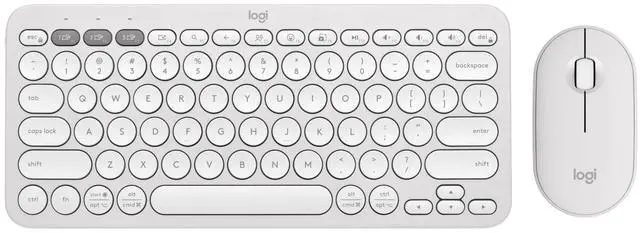 Main image of Pebble 2 Combo, Wireless Keyboard and Mouse, Quiet and Portable, Customizable, Logi Bolt, Bluetooth, Easy-Switch for Windows, macOS, iPadOS, Chrome - Tonal White
