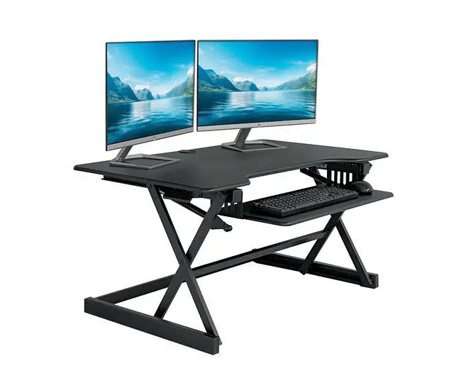Main image of Rocelco 40" Height Adjustable Standing Desk Converter With Ac Outlet