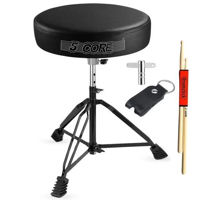 Alt view image 8 of 8 - 5 Core Drum Throne 3 Inch Thick Padded Comfortable Guitar Stool Double Braced Drummer Chair Height Adjustable Musician Seat For Adults And Kids Black - DS BLKCH BLK