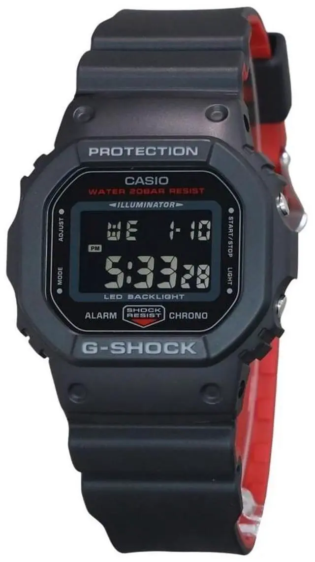 Alt view image 4 of 4 - Casio G-SHOCK Illuminator Alarm Chrono Digital Quartz DW-5600UHR-1 Mens Watch Resin Strap 200M