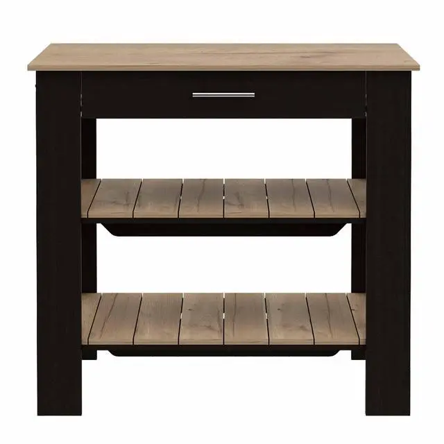 Alt view image 2 of 2 - Brooklyn 40 Kitchen Island, Two Shelves, One Drawer