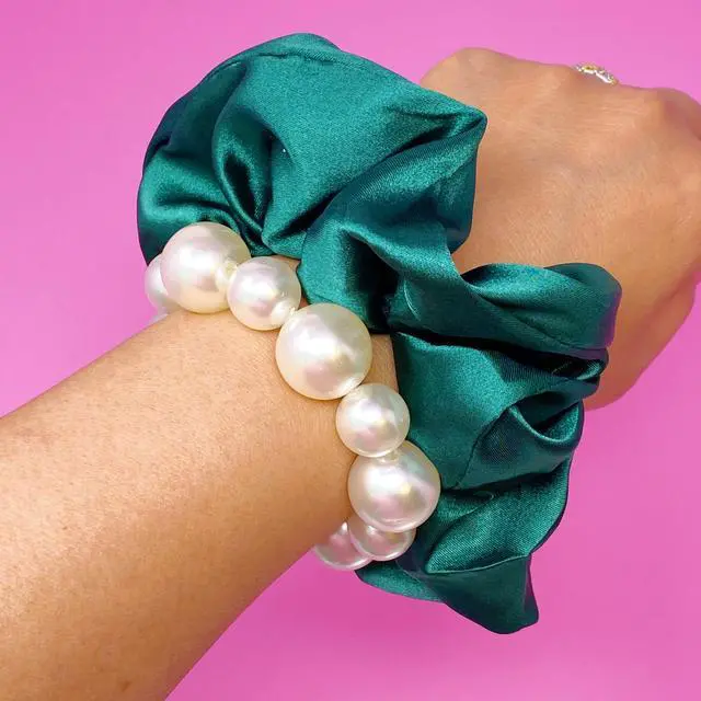 Main image of Pearl & Satin Scrunchie Set