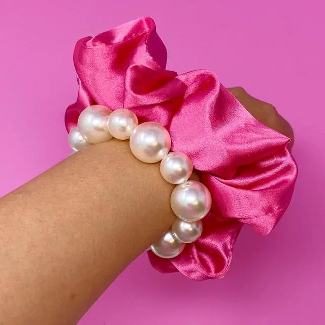 Main image of Pearl & Satin Scrunchie Set
