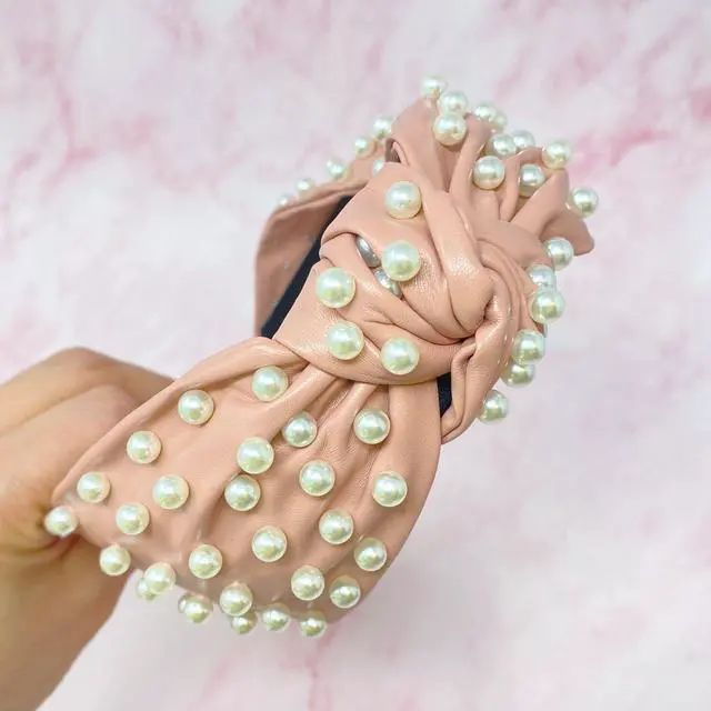 Main image of Pearled Up Vegan Leather Headband