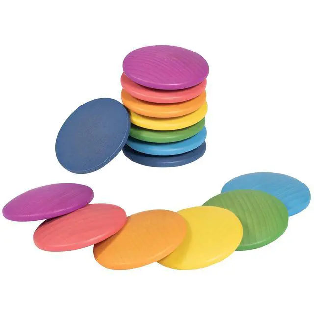 Alt view image 6 of 6 - Rainbow Wooden Discs, 14-Piece Set
