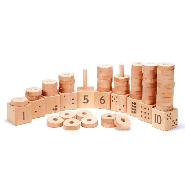 Alt view image 8 of 8 - Yellow Door 1-10 Natural Number Stacker Set Natural Wood Shades (YUS1133)
