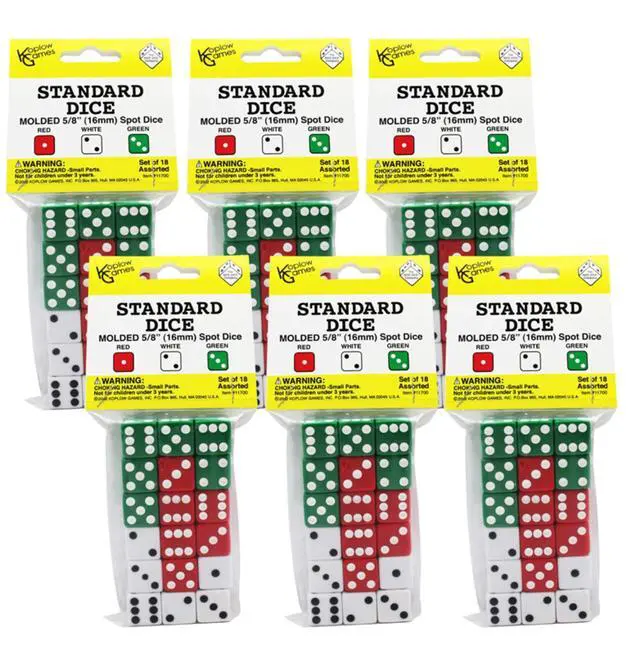 Main image of Koplow Games Dot Dice Set, 18 Per Pack, 6 Packs