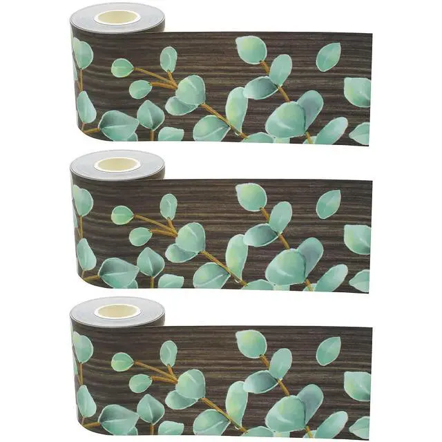 Alt view image 4 of 4 - Teacher Created Resources Straight Rolled Border Trim 3" x 50' Green/Brown Eucalyptus 3/Pack (TCR8923-3)