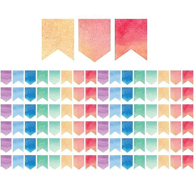 Alt view image 4 of 4 - TEACHER CREATED RESOURCES (6 PK) WATERCOLOR PENNANTS DIECUT