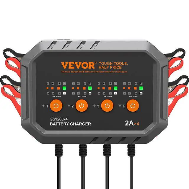 Alt view image 9 of 9 - Smart Battery Charger, 8-Amp, LiFePO4 Lead-Acid (AGM / Gel / SLA) Car Battery Charger, Fully-Automatic Charger Maintainer for Boat Motorcycle Lawn Mower Golf Cart Marine Deep Cycle