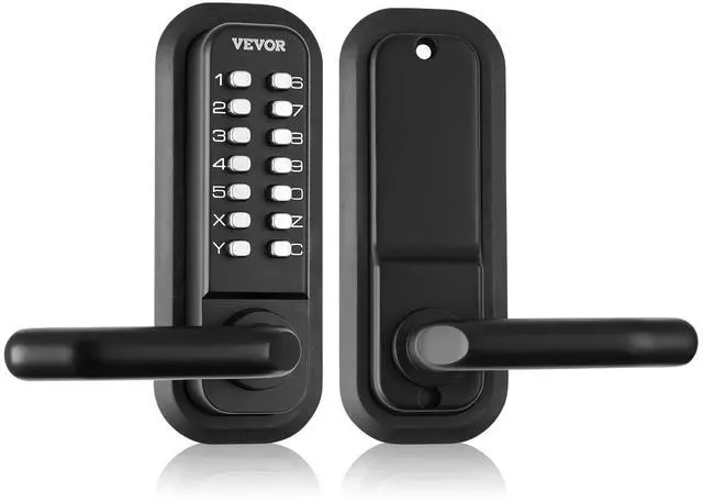 Alt view image 16 of 16 - Mechanical Keyless Entry Door Lock, 14 Digit Keypad, Embedded Outdoor Gate Door Locks Set with Keypad and Handle, Water-proof Zinc Alloy, Easy to Install, for Garden, Garage, Yard, Storage Shed