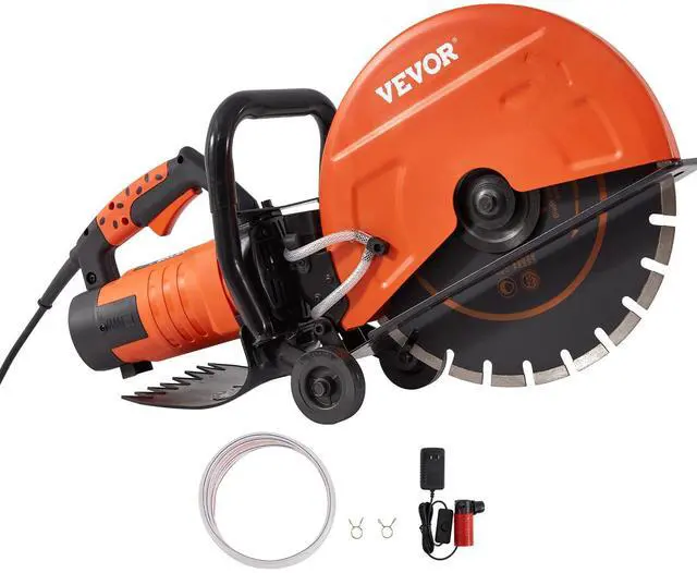 Alt view image 15 of 15 - VEVOR Electric Concrete Saw, 14 in Circular Saw Cutter with 5 in Cutting Depth, Wet/Dry Disk Saw Cutter Includes Water Line, Pump and Blade, for Stone, Brick, Porcelain, Concrete, 3200W/15A Motor
