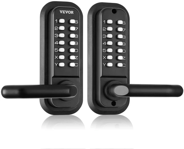 Alt view image 12 of 12 - Mechanical Keyless Entry Door Lock, 14 Digit Keypad, Double-sided Embedded Outdoor Gate Door Locks Set with Handle and Keypad, Water-proof Zinc Alloy, Easy to Install, for Yard, Garden, Garage