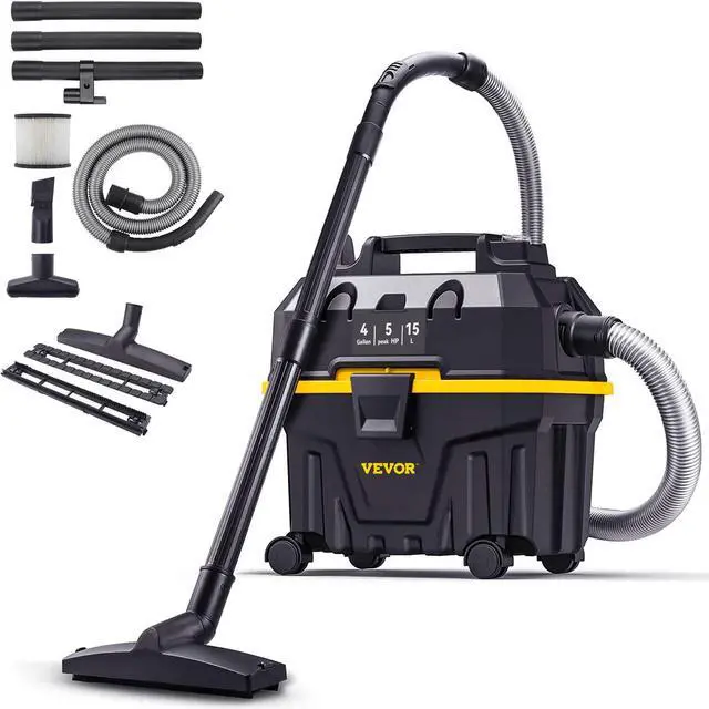 Alt view image 17 of 17 - Wet Dry Vac, 4 Gallon, 5 Peak HP, 3 in 1 Shop Vacuum with Blowing Function Portable Attachments to Clean Floor, Upholstery, Gap, Car, ETL Listed, Black/Yellow