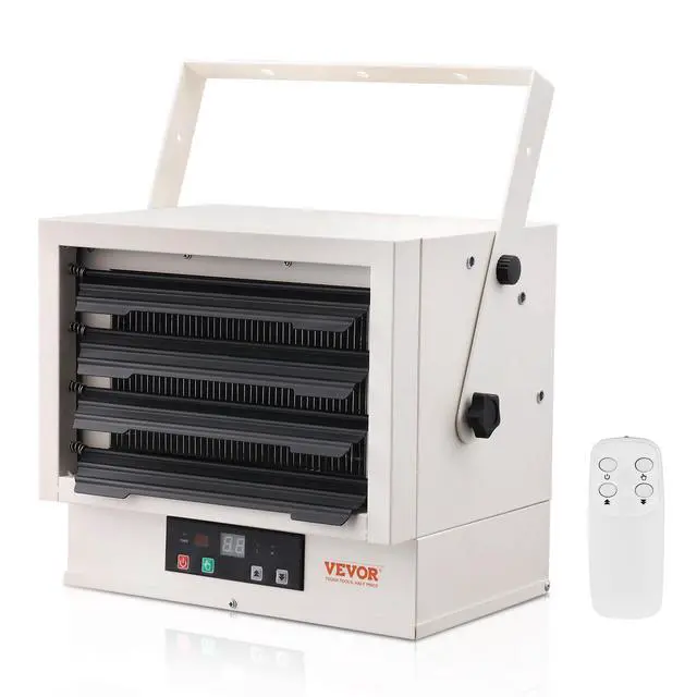 Alt view image 8 of 8 - VEVOR Electric Garage Heater, 5000-Watt Digital Fan-Forced Wall/Ceiling Mount Shop Heater, with Remote Control Overheat Protection, Hardwired Heater with 9-Hour Timer, Ideal for Workshop, ETL Listed