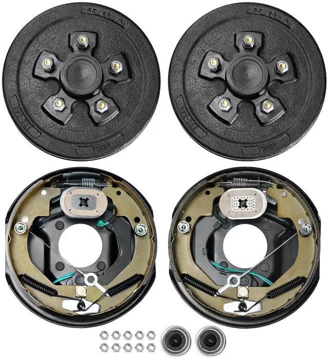 Alt view image 10 of 10 - VEVOR Trailer Hub Drum Kits 5 on 4.5" B.C. with 10" x 2-1/4" Electric Brakes, Self-Adjusting Trailer Brake Assembly for 3500 lbs Axle, 4-Hole Mounting, Backing Plates for Brake System Part Replacement