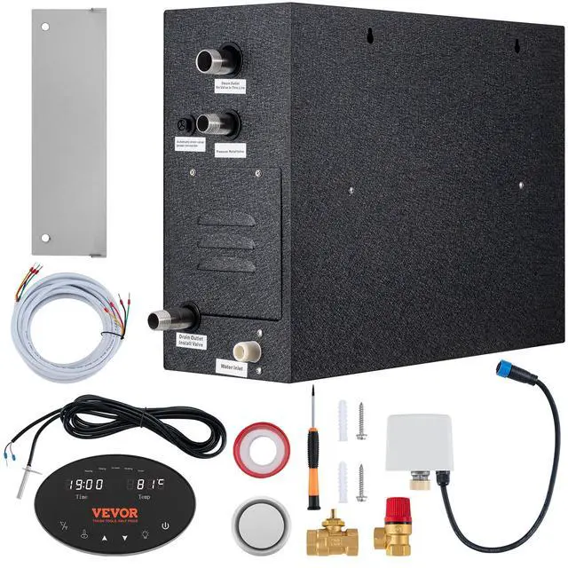 Alt view image 15 of 15 - Steam Shower Generator, 15 kW, Segmented Heating & Temperature Customization & 24h Timer Steam Bath Kit, Automatic Drainage Luxury Home Steam Shower System, Acrylic Room Tested to UL Standards