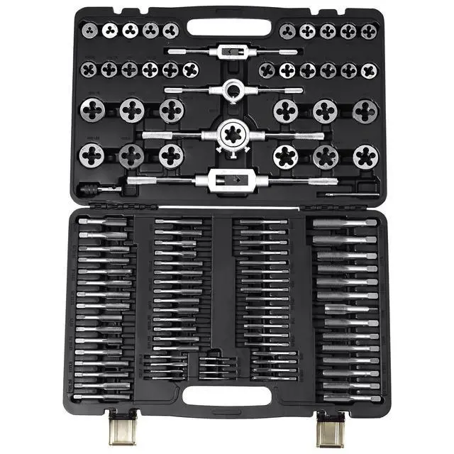 Alt view image 15 of 15 - Tap and Die Set, 110-Piece Include Metric Size M2 to M18, Bearing Steel Taps and Dies, Essential Threading Tool for Cutting External Internal Threads, with Complete Accessories and Storage Case