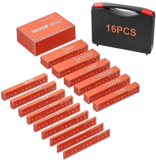 Alt view image 15 of 15 - Setup Blocks Woodworking Tools, 16-Piece, Precision Height Gauge Block Set, with Clearly Laser Engraved Size Markings and Storage Case, Aluminum Setup Bars for Router and Table Saw Accessories