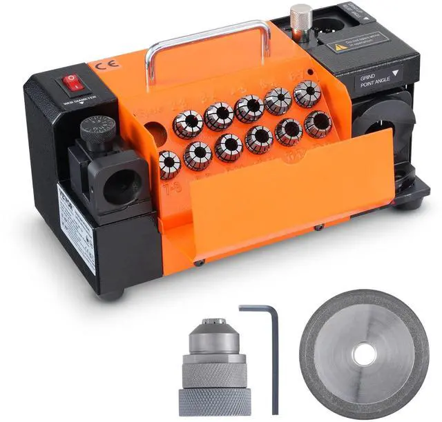 Alt view image 15 of 15 - Drill Bits Sharpener, MR-13A End Mill Grinder Sharpener 3-13mm, 95° to 135° Point Angle Adjustable Drill Bit Re-Sharpener, Portable Bits Sharpening Machine with 11 Collets, CBN Wheel for HSS