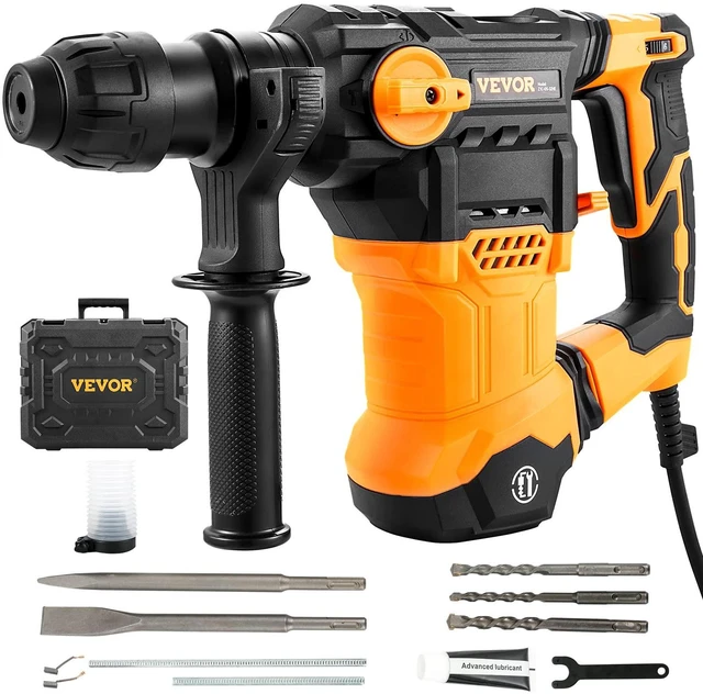 Alt view image 16 of 16 - 1-1/4 Inch SDS-Plus Rotary Hammer Drill, 13 Amp Corded Drills, Heavy Duty Chipping Hammers with Vibration Control & Safety Clutch, Electric Demolition Hammers Variable Speed, Power Tool For Conc