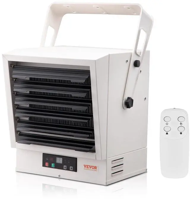 Alt view image 8 of 8 - Electric Garage Heater, 10000-Watt Digital Fan-Forced Wall/Ceiling Mount Shop Heater, with Remote Control Overheat Protection, Hardwired Heater with 9-Hour Timer, Ideal for Workshop, ETL Listed
