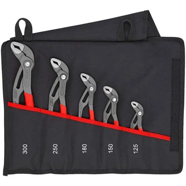 Alt view image 8 of 8 - KNIPEX 5 Pc Pliers Cobra Set In Tool Roll, Black