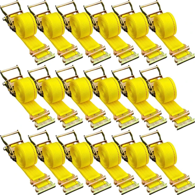 Alt view image 16 of 16 - VEVOR E Track Ratchet Strap, 18PCS 2" x 15' E-Track Straps 4400 LBS Breaking Strength, with Polyester Webbing & Spring Fitting & Ratchets, Durable Tie-Downs for Motorcycles, Tire, Trailer Loads