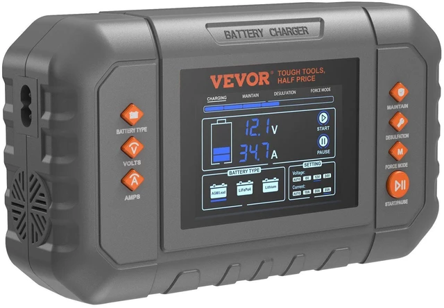 Alt view image 8 of 8 - Smart Battery Charger, 35-Amp, Lithium LiFePO4 Lead-Acid (AGM / Gel / SLA) Car Battery Charger with LCD Display, Trickle Charger Maintainer Desulfator for Boat Motorcycle Lawn Mower Deep Cycle