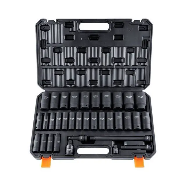 Alt view image 8 of 8 - 1/2" Drive Deep Impact Socket Set, 34pcs Socket Set Metric 8-36mm 6 Point Cr-MO Alloy Steel for Auto Repair, Rugged Construction, Includes Heavy Duty Storage Case