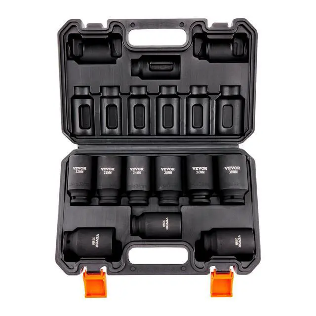 Alt view image 8 of 8 - 1/2" Drive Impact Socket Set, 9 Piece Deep Socket Set Metric 29-38mm, 6 Point Cr-Mo Alloy Steel for Auto Repair, Easy-to-Read Size Markings, Rugged Construction, Includes Storage Case