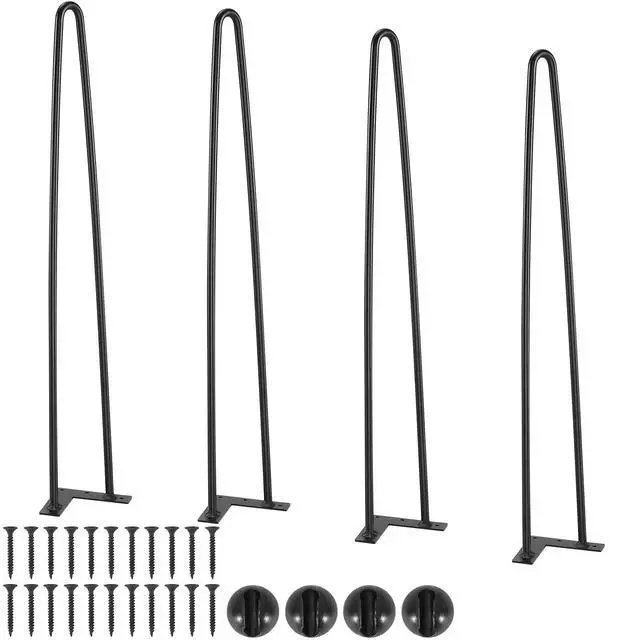 Alt view image 8 of 8 - 28" Hairpin Furniture Legs, Metal Home DIY Projects for Nightstand, Coffee Table, Desk, 500lbs Load Capacity with Rubber Floor Protectors, Metal Heavy Duty Sturdy Modern Table Legs, 4PCS Black