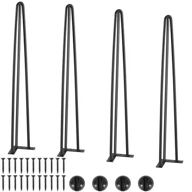 Alt view image 8 of 8 - Hairpin Table Legs 28", Set of 4 Desk Legs 900lbs Load Capacity, Hairpin Desk Legs 3 Rods for Desk Chairs Bench Dining End Table, Solid Carbon Steel Heavy Duty Furniture Legs Black