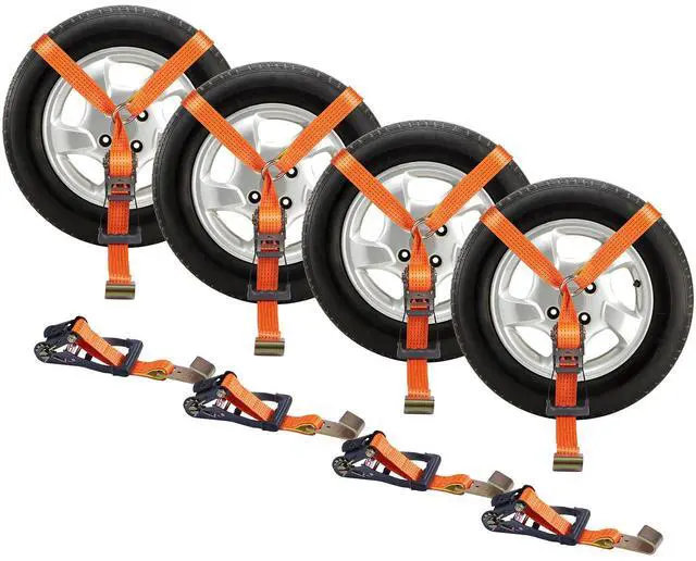 Alt view image 15 of 15 - VEVOR Car Tie Down Straps Kit, Lasso Style 2" x 120" Tire Straps, 5512 LBS Working Load, 11023 LBS Breaking Strength, with Flat Hooks for Passenger Car, ATV, Motorcycle, Van, SUV, UTV, Trailer, 4-Pack