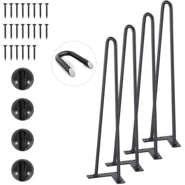 Alt view image 8 of 8 - 19" Hairpin Furniture Legs, Metal Home DIY Projects for Nightstand, Coffee Table, Desk, 500lbs Load Capacity with Rubber Floor Protectors, Metal Heavy Duty Sturdy Modern Table Legs, 4PCS Black