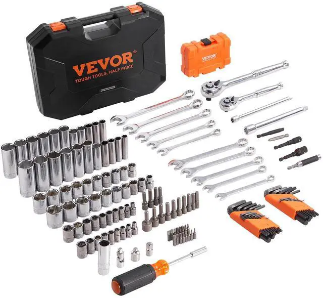 Alt view image 16 of 16 - VEVOR Mechanics Tool Set and Socket Set, 1/4" and 3/8" Drive Deep and Standard Sockets, 145 Pcs SAE and Metric Mechanic Tool Kit with Bits, Combination Wrench, Hex Wrenches, Accessories, Storage Case