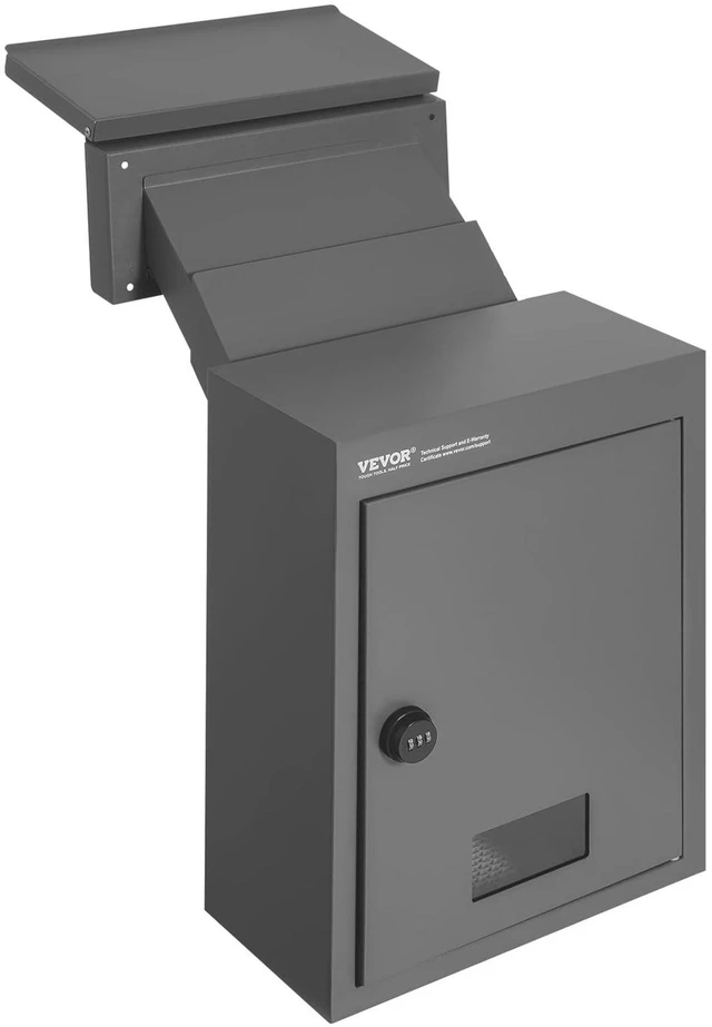 Alt view image 8 of 8 - VEVOR Through The Wall Drop Box, Heavy Duty Steel Through the Wall Mailbox with 2.8-7.9" 13" Combination Lock, 12.5x6.3x16.9" Mail Drop Box, Dark Gray