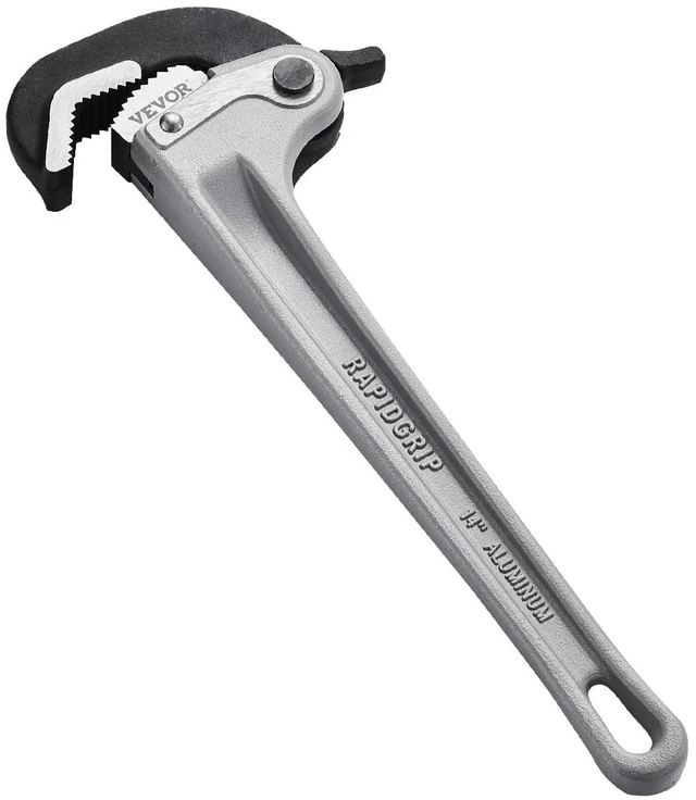 Alt view image 15 of 15 - Pipe Wrench, 14" Aluminum Straight Pipe Wrench, Automatic Jaw Adjustment, Adjustable Plumbing Wrench, Easy to Carry, Ergonomic Handle, Hangable Design, for Water Pipes, Automotive Repairs