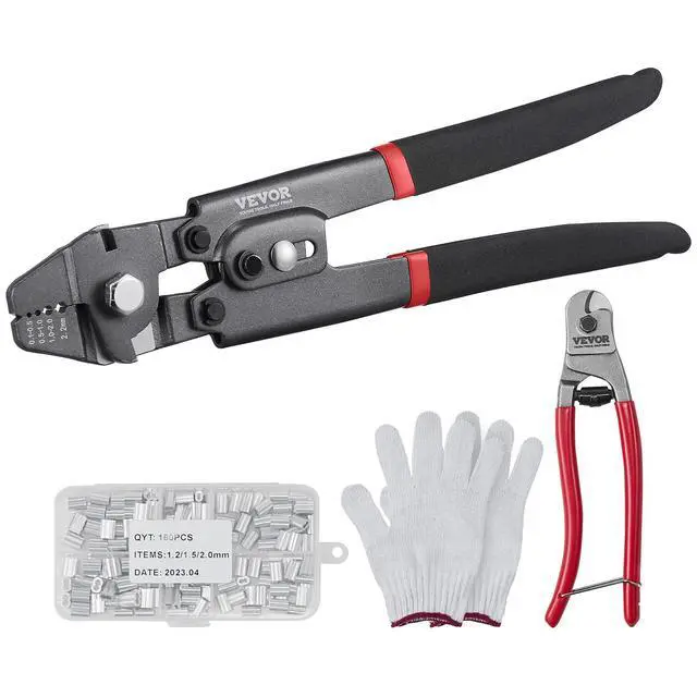 Alt view image 16 of 16 - Wire Rope Crimping Tool and Cutter Up To 2.2mm Wire Cable Crimps, 1/64" - 3/32" Crimping Loop Sleeve Kit and 160pcs Aluminum Buckles, Fishing Crimping Tool Wire Rope Thimbles Kit