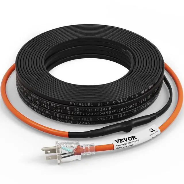 Alt view image 8 of 8 - Self-Regulating Pipe Heating Cable, 100-feet 5W/ft Heat Tape for Pipes Freeze Protection, Protects PVC Hose, Metal and Plastic Pipe from Freezing, 120V
