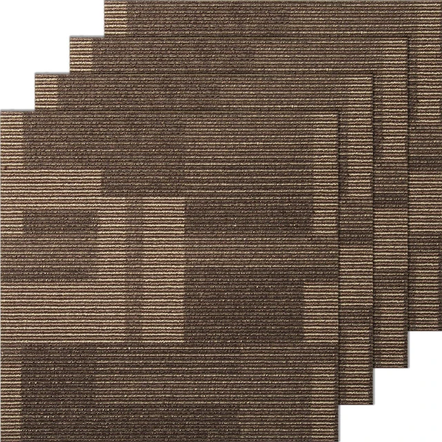 Alt view image 8 of 8 - Carpet Tiles Reusable, 24"x 24"Carpet Squares With Padding Attached, Soft Padded Carpet Tiles, Easy Install DIY for Bedroom Living Room (24Tiles, Mixed Brown)