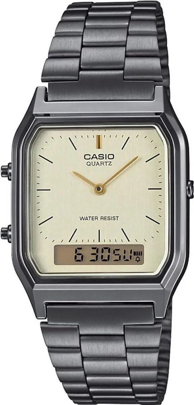 Alt view image 4 of 4 - Casio Vintage Analog Digital Gray Ion Plated Quartz AQ-230GG-9A Men's Watch