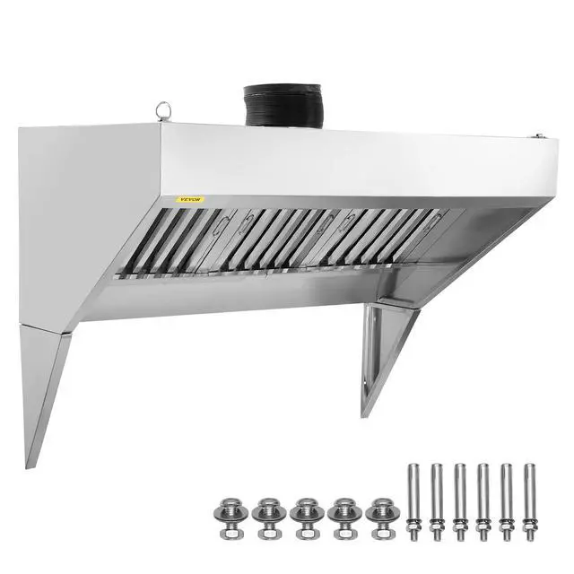 Alt view image 10 of 10 - Commercial Exhaust Hood, 6FT Food Truck Hood Exhaust, 201 Stainless Steel Concession Trailer Hood with 3 Detachable U-shaped Grid Oil Filter Mesh, Rust Resistant Vent Hood for Kitchen Restaurant