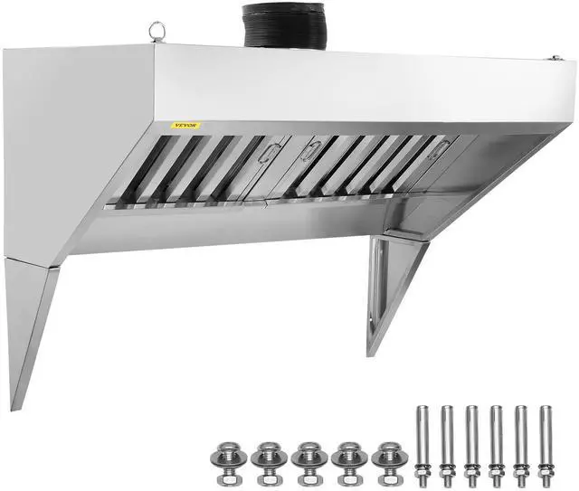 Alt view image 15 of 15 - Commercial Exhaust Hood, 4FT Food Truck Hood Exhaust, 201 Stainless Steel Concession Trailer Hood with 2 Detachable U-shaped Grid Oil Filter Mesh, Rust Resistant Vent Hood for Kitchen Restaurant