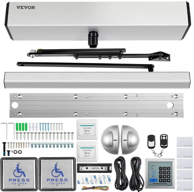 Alt view image 16 of 16 - Automatic Door Opener, 100-240V for Max.220lbs Doors, Swing Door Operator for Disabilities with 2 Wireless Remotes, Keypad, 2 Exit Buttons, 5 ID Cards, 2 Stainless Steel Push Buttons, CE Listed