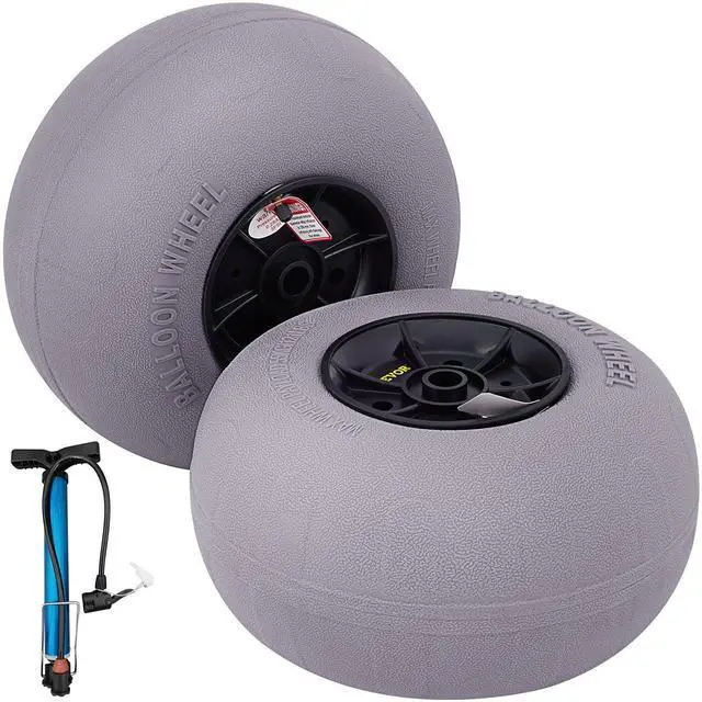 Alt view image 16 of 16 - Beach Balloon Wheels, 13\" Replacement Sand Tires, TPU Cart Tires for Kayak Dolly, Canoe Cart and Buggy with Free Air Pump, 2-Pack