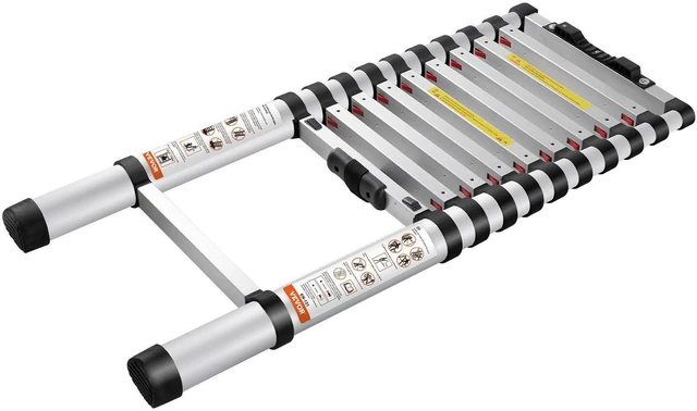 Alt view image 8 of 8 - Telescoping Ladder, 10.5 FT Aluminum One-button Retraction Collapsible Extension Ladder, 375 LBS Capacity with Non-slip Feet, Portable Multi-purpose Compact Ladder for Home, RV, Loft, ANSI Liste