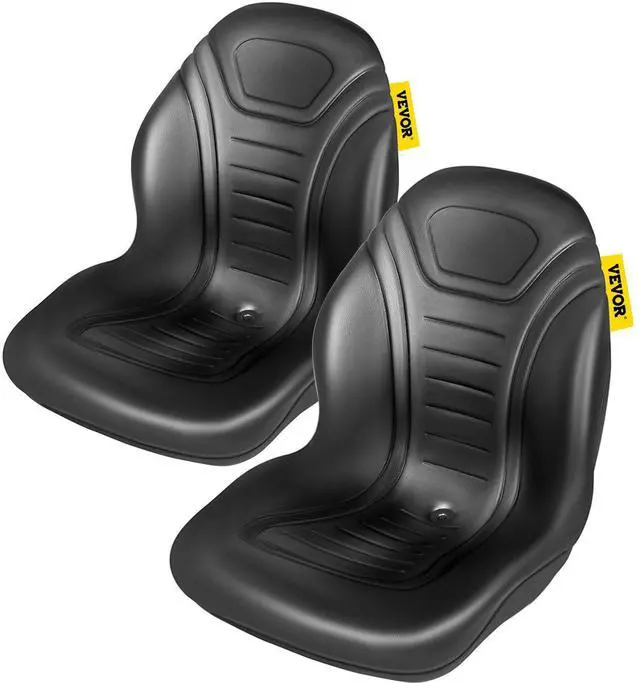 Alt view image 16 of 16 - Universal Tractor Seat Replacement 2 Pack, Compact High Back Mower Seat Pair, Black Vinyl Forklift Seat, Central Drain Hole Skid Steer Seat with Mounting Bolt Patterns