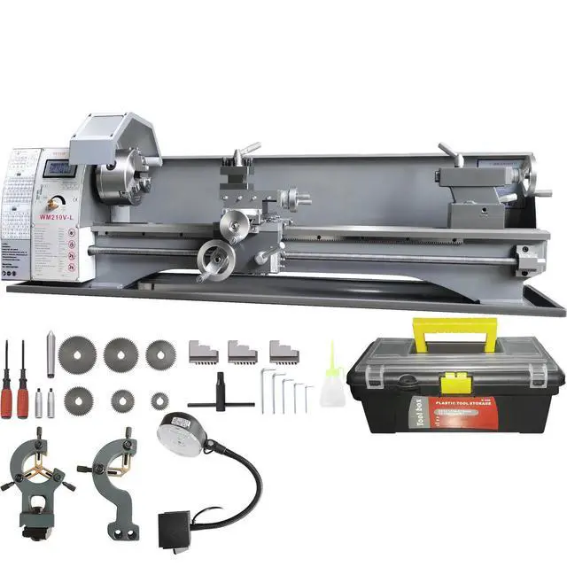 Alt view image 8 of 8 - Metal Lathe Machine, 211 mm x 750 mm, Precision Benchtop Power Metal Lathe, 0-2500 RPM Continuously Variable Speed, 750W Brushless Motor Metal Gears, with Tool Box for Processing Precision Parts